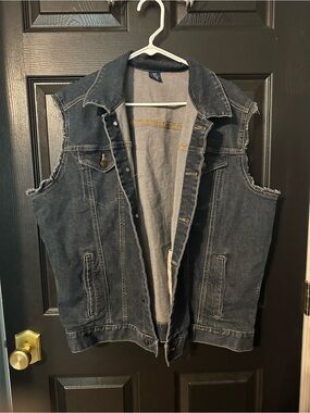 George Dark Blue Denim Vest - Sleeveless Jean Jacket